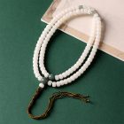 108 Mala Beads White Bodhi Root Green Aventurine Jade